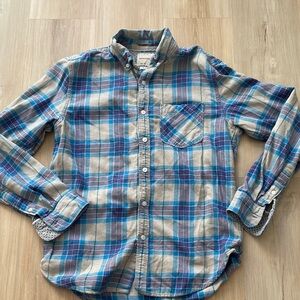Denim and flower slim fit plaid button up 100% cotton